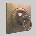 Vintage Copper Door Handle With Circular Base And Ring Shaped Loop 3d model