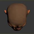 3D Character Head Model With Wrinkled Skin Green Eyes And Red Lips