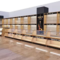 Retail Store Display Shelves With Wooden Structure Glass Counters And Tobacco Wine Labels