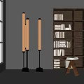 Quiet floor lamp side several stools 3d model