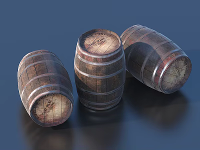 Rustic Wooden Barrels As Practical Household Items For Storage And 3d model