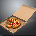 Pizza in Open Brown Cardboard Box with Missing Slice Pepperoni Tomato Sauce and Grease Stains