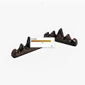 Two Brown Mountain Shaped Wooden Decorative Ornaments For Desktop