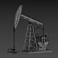 Industrial Oil Pump for Oil Extraction in Open Field With Mountainous Landscape and Blue Sky