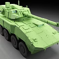 Green Wheeled Tank With Modern Design Armored Body And Long Cannon