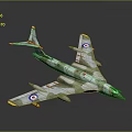Military Transport Aircraft Model With Camouflage Paint Royal Air Force Insignia And Yellow Tail Fin