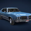 Blue Retro Classic Car Featuring Sleek Design And Shiny Finish