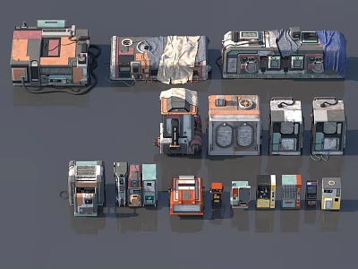 Diverse Types of Industrial Equipment Machinery and Mechanical Components Collection 3d model