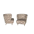 Stylish Modern Accent Chairs with Multicolored Geometric Fabric and Metal Legs on Marble Floor