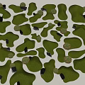 Green Irregular Shaped Decorative Elements With Small Trees And Black Stones 3d model