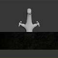 Round Black Stone Sink With Silver Faucet For Kitchen Food Preparation