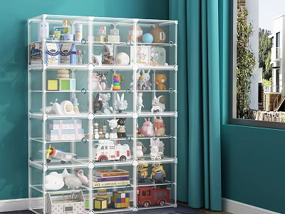 Multi Layer Transparent Entryway Cabinet Side Cabinet Storage Organizer for Small Toys and Decorations 3d model