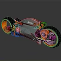 MINIMAL Teal Motorcycle With Orange Wheels And Modern Futuristic Design