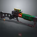 Futuristic Sci Fi Weapon With Green Red Glowing Elements And Metallic Structure 3d model