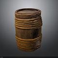 Handcrafted Wooden Barrel With Woven Strips Natural Texture And Rustic Design