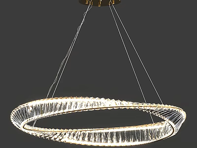Illuminated Modern Circular Crystal Chandelier With Gold Accents And Glass Strands Design 3d model