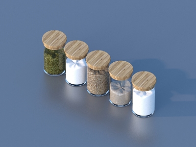 seasonings bottle seasonings jar kitchen supplies glass bottle 3d model