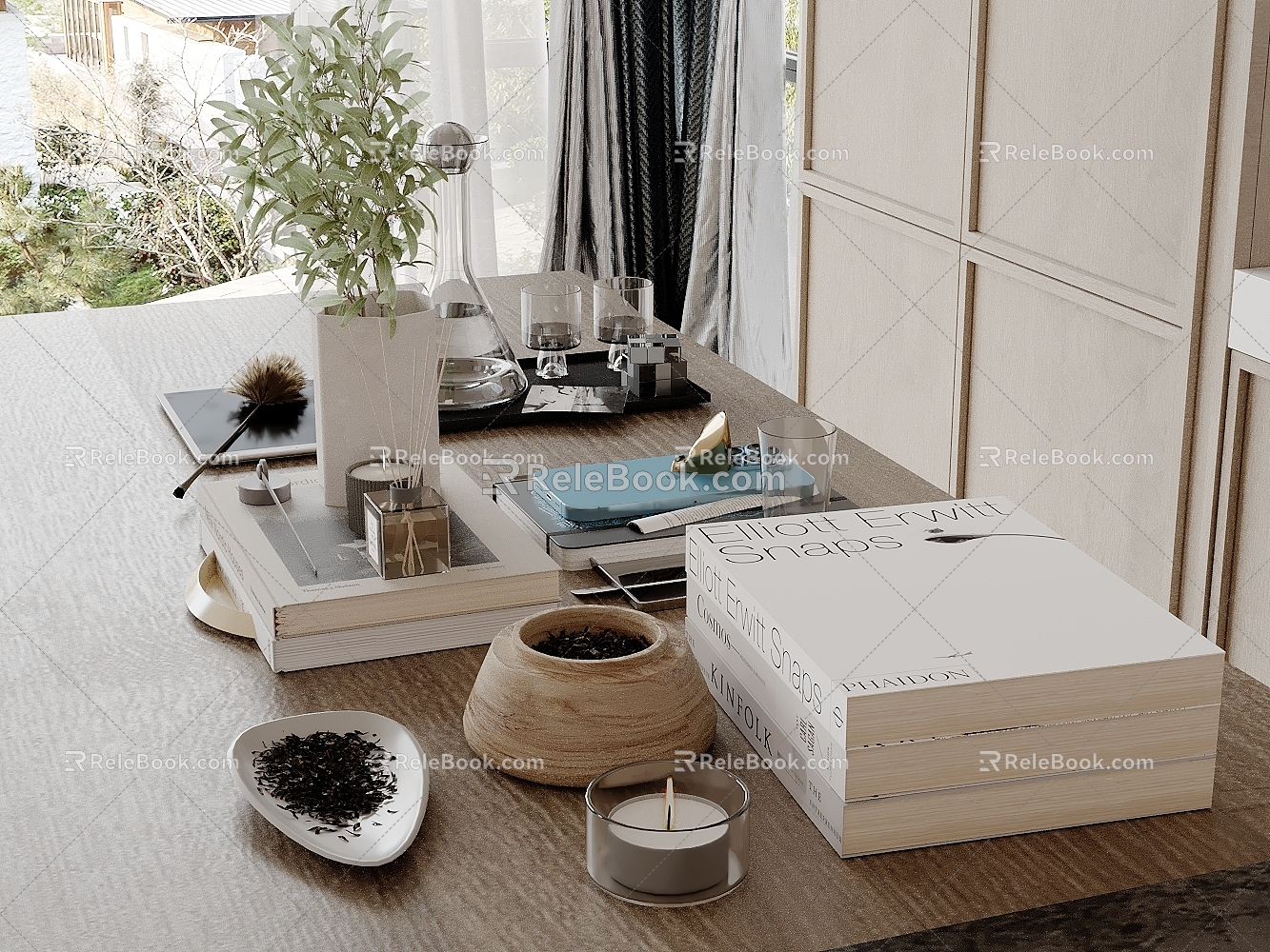 Modern Table Ornaments Potted Plates Incense Wine Hand 3d model