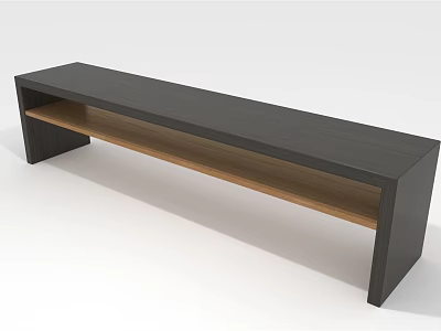 Modern Long Black Furniture With Light Wooden Shelf For Interior Design 3d model