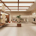 Spacious Modern Clothing Store Interior With Clothing Racks Fashion Apparel And Plant Decor