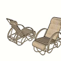 Pair of Rattan Lounge Chairs With Metal Frame And Rolling Wheels For Outdoor Comfort