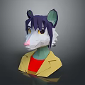 Low Poly Game Character With Purple Ears Yellow Eyes Pink Nose And Yellow Coat