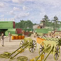 Outdoor Study Expansion Experience Camp With Military Containers Observation Tower And Artillery Models