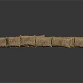 Brown Sandbags Stacked In Pyramid Formation For Barrier On Reflective Dark Background