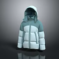 Hooded Blue and White Padded Down Jacket for Winter Warmth and Fashionable Look
