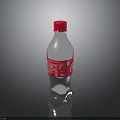 Clear Plastic Beverage Bottle With Red Cap And Red Label Design
