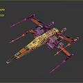 Orange and Black Starfighter Model With Multiple Wings And Weapon Attachments 3d model