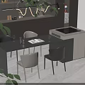 Modern Kitchen Interior With Island Dining Table Chairs And Cabinets 3d model