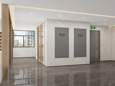 foyer elevator hall fire door screen background envelope cabinet 3d model