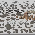 Natural Stone And Wood Materials Collection With Various Textures And Sizes