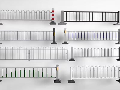 Different Metal Railings with Various Designs Colors and Safety Features for Road Use 3d model