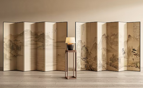 New Chinese Screen New Chinese Screen Partition Foldable Screen 3d model