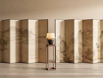 New Chinese Screen New Chinese Screen Partition Foldable Screen 3d model