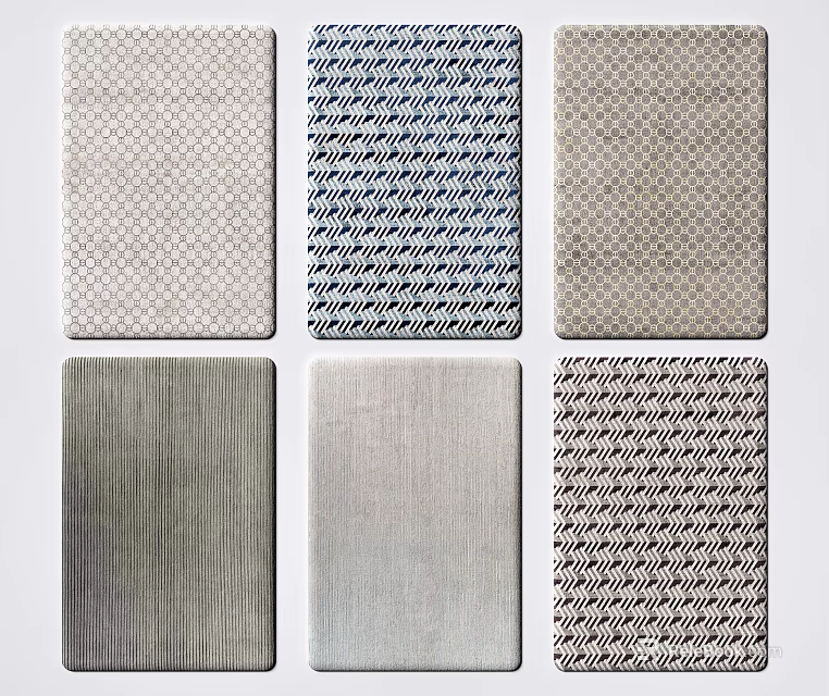 Square Rugs With Various Patterns Textures And Designs For Home Decor 3d model