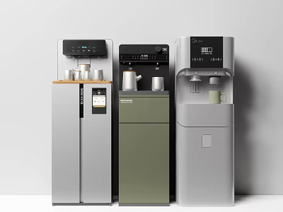 Modern Household Appliances Water Dispenser Coffee Maker In Gray Green And Stylish Design 3d model