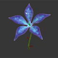 Vibrant Blue Flower With Shiny Petals And Green Stem On Dark Background