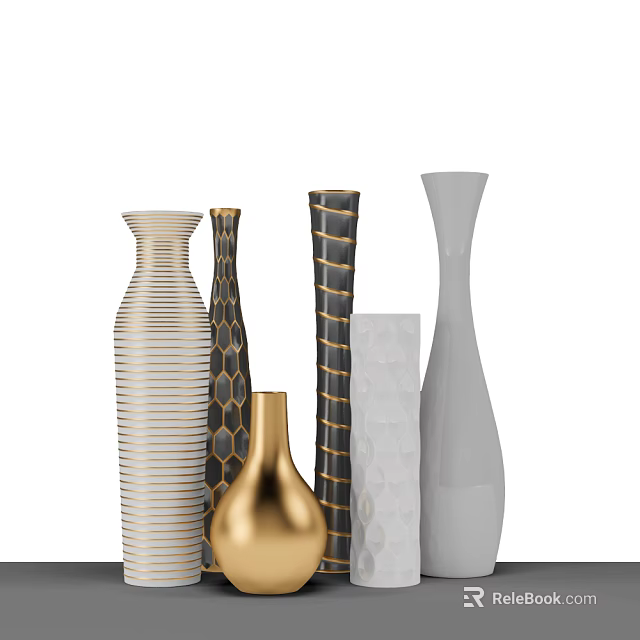 Decorative Vases Collection With Various Styles And Color Patterns For Home Decor 3d model 