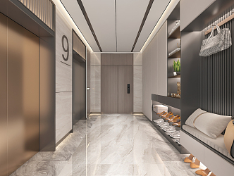 modern elevator hall elevator car 3d model