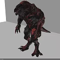 Red Fierce Game Movie Character With Spiked Skin Muscular Limbs And Long Tail