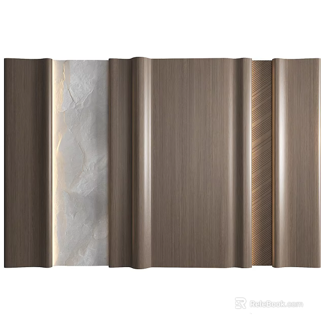 Decorative Wall Panels With Wood Grain Stone Texture And Metallic Finishes 3d model 