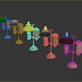 Colorful Assorted Candle Lamps With Colored Shades And Metal Bases Decorative Design