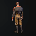 Man Wearing Vintage Football Uniform Number 13 Front Back Views Old Style Helmet Stained Pants 3d model