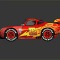 Red Cartoon Race Car With Flame Decals Number 95 And RUST-EZE Logo