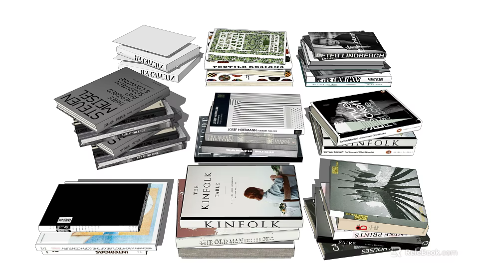 Stacked Books And Magazines Collection With Various Cover Designs And Different Topics 3d model 