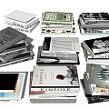 Stacked Books And Magazines Collection With Various Cover Designs And Different Topics