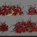 Elegant Red Floral Display With Artistic Arrangement And Green Leaf Accents